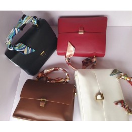 Briefcase Inspired Leather Handbag - Black